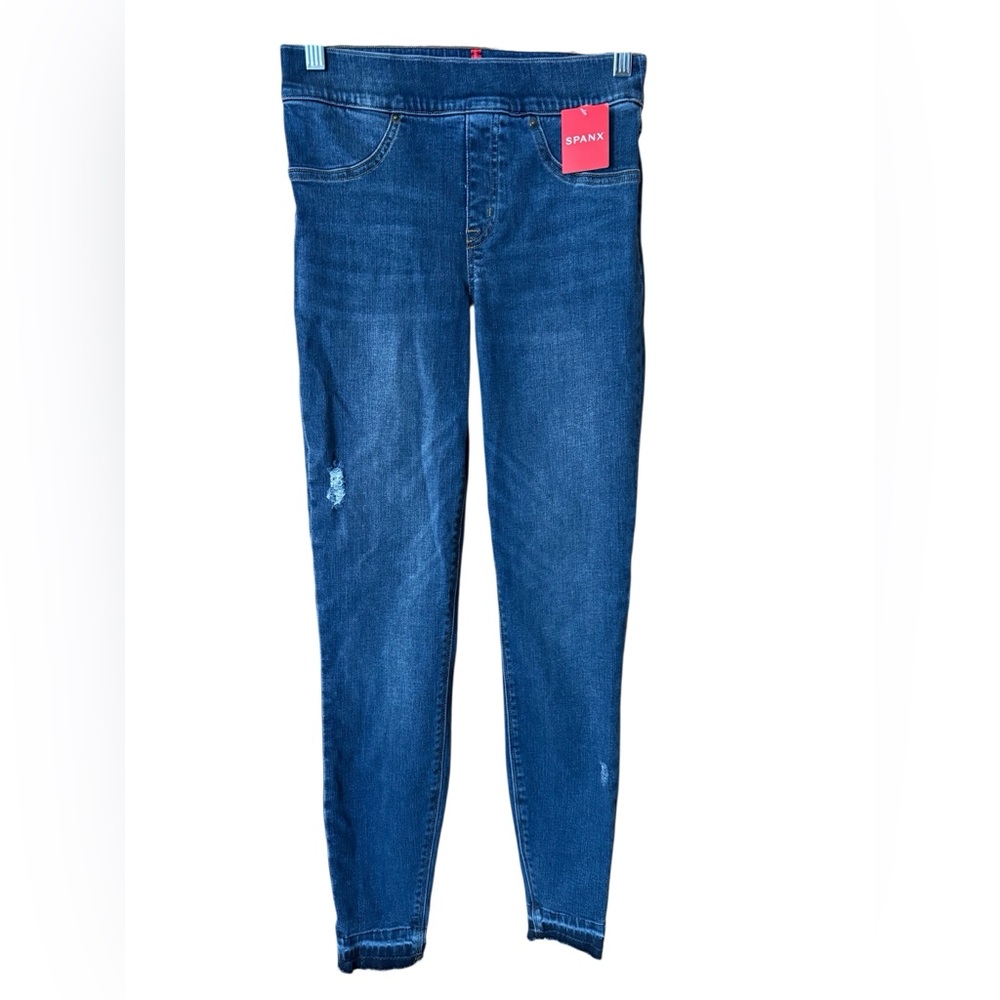 SPANX Distressed Ankle Skinny Jeans in Medium Wash women’s sz Small new nwt - Picture 4 of 13
